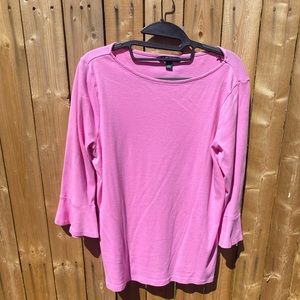 Pink ruffled 3/4 length sleeve